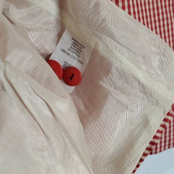 Vintage Retro Promod France Red & White Checkered Checked Button Up Trench Coat - Picture 8 of 11